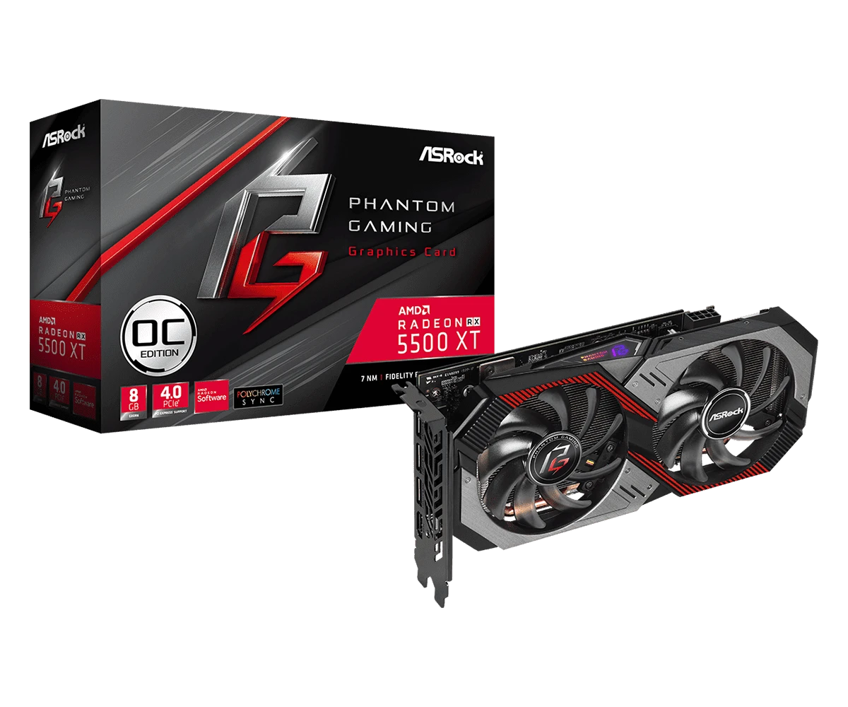 ASRock AMD Radeon RX 5500 XT Phantom Gaming D 8G OC